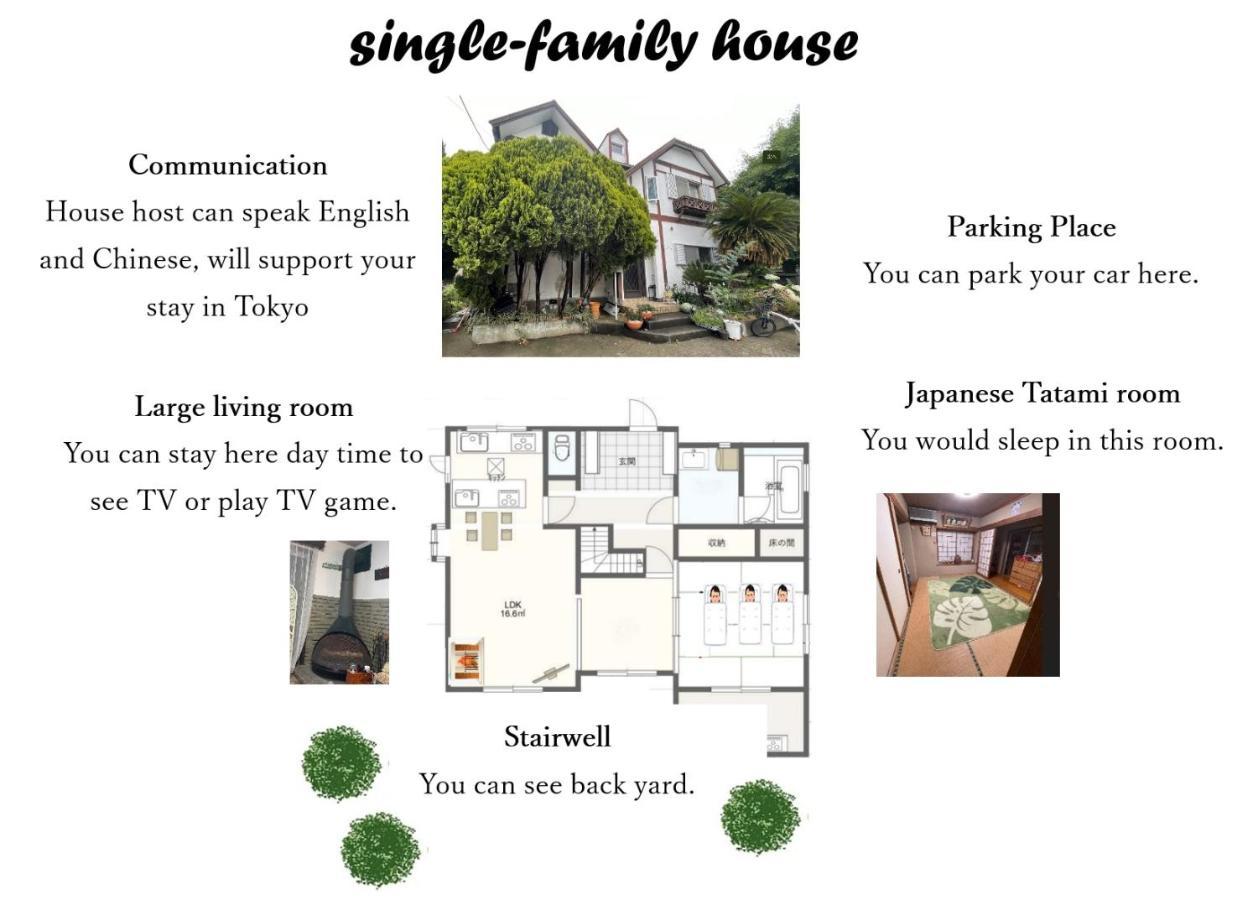 Tatami Room & Living Room Equipped With Multinational Tv And Fire, Bbq Corner In Tokyo Downtown House 외부 사진